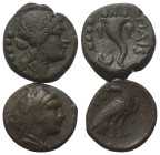 Griechische Münzen - Lots.


Paestum (Lukanien) / Kroton (Bruttium).

Lot (2 Stück): Bronze, 4. - 3. Jhdt. v. Chr.

Sehr schön.

Verkauft wie...