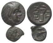 Griechische Münzen - Lots.


Pantikapaion (Taurischer Chersones) / Olbia (Sarmatien).

Lot (2 Stück): Bronze, 4. - 3. Jhdt. v. Chr.

Sehr schön...