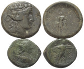 Griechische Münzen - Lots.


Maroneia (Thrakien) / Thasos (Inseln vor Thrakien).

Lot (2 Stück): Bronze, 2. - 1. Jhdt. v. Chr.

Sehr schön.

...