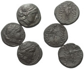 Griechische Münzen - Lots.


Mesembria (Thrakien).

Lot (3 Stück): Bronze, 3. Jhdt. v. Chr.

Sehr schön.

Verkauft wie besehen, keine Rückgab...