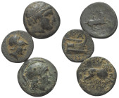 Griechische Münzen - Lots.


Lysimachos (Königreich Thrakien) / Philippos II. / DemtriosI. (Königreich Makedonien).

Lot (3 Stück): Bronze, 4. - ...