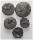 Griechische Münzen - Lots.


Thessalischer Bund / Krannon / Larissa / Magnetes / Pharsalos (Thessalien).

Lot (5 Stück): Bronze, 4. - 2. Jhdt. v....
