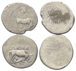 Griechische Münzen - Lots.


Dyrrhachion (Illyrien).

Lot (2 Stück, Silber): Drachme, 3. - 1. Jhdt. v. Chr.

Sehr schön.

Verkauft wie besehe...