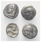 Griechische Münzen - Lots.


Kebren (Troas).

Lot (4 Stück, Silber): Diobol, Hemiobol, 5. Jhdt. v. Chr.

Sehr schön.

Verkauft wie besehen, k...