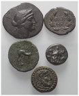 Griechische Münzen - Lots.


Eumeneia / Laodikea (Phrygien) / Komama / Selge (Pisidien) / Amyntas (Königreich Galatien).

Lot (5 Stück): Bronze, ...
