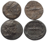 Griechische Münzen - Lots.


Abbaitis (Phrygien) / Antiochos IX. (Königreich der Seleukiden).

Lot (2 Stück): Bronze, 2. - 1. Jhdt. v. Chr.

Se...
