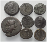 Griechische Münzen - Lots.


Verschiedene Herrscher (Königreich der Seleukiden).

Lot (8 Stück): Bronze, 3. - 1. Jhdt. v. Chr.

Sehr schön.

...