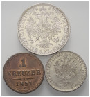 Österreich - Lots.


Österreich. Kaisertum Österreich (1804 - 1918). 
Franz Joseph I. (1848 - 1916).

Lot (3 Stück, Silber): unterschiedliche No...
