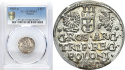 COLLECTION of Polish 3 grosze
POLSKA/ POLAND/ POLEN / POLOGNE / POLSKO

Zygmunt III Waza. Trojak - 3 Grosz (Groschen) 1605, Cracow PCGS MS62 (2 MAX...