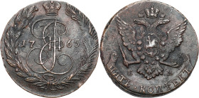 Russia - collection of copper coins - part one
RUSSIA / RUSSLAND / РОССИЯ

Russia, Catherine II. 5 Kopek (kopeck) 1765 EM, Yekaterinburg 

Aw.: U...