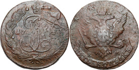 Russia - collection of copper coins - part one
RUSSIA / RUSSLAND / РОССИЯ

Russia, Catherine II. 5 Kopek (kopeck) 17?? EM, pavlovsky pierechan - RA...