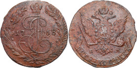 Russia - collection of copper coins - part one
RUSSIA / RUSSLAND / РОССИЯ

Russia, Catherine II. 5 Kopek (kopeck) 1768 EM, Yekaterinburg 

Aw.: U...
