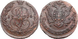 Russia - collection of copper coins - part one
RUSSIA / RUSSLAND / РОССИЯ

Russia, Catherine II. 5 Kopek (kopeck) 1774 EM, Yekaterinburg - VERY NIC...