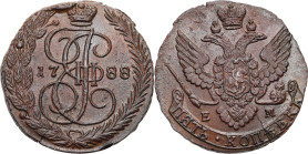 Russia - collection of copper coins - part one
RUSSIA / RUSSLAND / РОССИЯ

Russia, Catherine II. 5 Kopek (kopeck) 1788 EM, Yekaterinburg - VERY NIC...