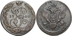 Russia - collection of copper coins - part one
RUSSIA / RUSSLAND / РОССИЯ

Russia, Catherine II. 5 Kopek (kopeck) 1790 KM, Kolyvan 

Aw.: Ukorono...