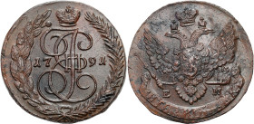 Russia - collection of copper coins - part one
RUSSIA / RUSSLAND / РОССИЯ

Russia, Catherine II. 5 Kopek (kopeck) 1791 EM, Yekaterinburg - VERY NIC...