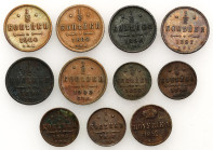 Russia 
RUSSIA / RUSSLAND / РОССИЯ

Russia. 1/4 kopeck, 1/2 kopeck, half-shell 1852 - 1909, group 11 coins 

Zróżnicowany zestaw drobnych monet r...