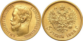 Russia 
RUSSIA / RUSSLAND / РОССИЯ

Russia, Nicholas II. 5 Ruble (Rouble) 1898 (Г), St. Petersburg 

Ładnie zachowane.Friedberg 180; Bitkin 20
...