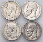 Russia 
RUSSIA / RUSSLAND / РОССИЯ

Russia, Nicholas II. Ruble (Rouble) 1898 2 x Г, St. Petersburg, Brussels, Paris, group 4 coins 

Aw.: Głowa c...