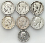 Russia 
RUSSIA / RUSSLAND / РОССИЯ

Russia, Nicholas II. 25-50 Kopek (kopeck) 1896-1912, St. Petersburg, group 7 coins 

Aw.: Głowa cara w lewo, ...