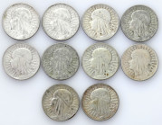 Poland II Republic
POLSKA / POLAND / POLEN / POLOGNE / POLSKO

II RP. 10 zlotych 1933 głowa kobiety, group 10 coins 

Obiegowe egzemplarze.Parchi...