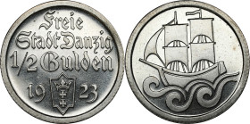 Danzig
POLSKA / POLAND / POLEN / POLOGNE / POLSKO / DANZIG / GDANSK

Wolne Miasto Gdansk / Danzig. 1/2 Gulden 1923 - PROOF 

Monety WMG bite stem...