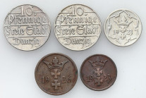Danzig
POLSKA / POLAND / POLEN / POLOGNE / POLSKO / DANZIG / GDANSK

Wolne Miasto Gdansk / Danzig. 1-10 fenig 1923-1926 - group 5 coins 

Patyna....