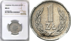 Coins Poland People Republic (PRL)
POLSKA / POLAND / POLEN / POLOGNE / POLSKO

PRL. 1 zloty 1968 Aluminium NGC MS61 - RARE YEAR 

Wspaniale zacho...