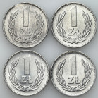 Coins Poland People Republic (PRL)
POLSKA / POLAND / POLEN / POLOGNE / POLSKO

PRL. 1 zloty 1972-1973, group 4 coins 

Pięknie zachowane monety.&...