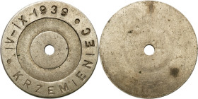 Coins of military cooperatives
POLSKA / POLAND / POLEN / POLSKO / MILITARY

II RP. Kremenets. Token IV-IX 1939 

Ładnie zachowany.

Details: 3....