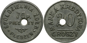 Coins of military cooperatives
POLSKA / POLAND / POLEN / POLSKO / MILITARY

Pleszew - 20 grosz of the Soldiers' Cooperative of the 70th Infantry Re...