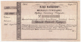 COLLECTION Polish Banknotes - January Uprising 1863-1864
POLSKA / POLAND / POLEN / POLOGNE / POLSKO

January Uprising. 1863 bond 1,000 zlotys, lit....