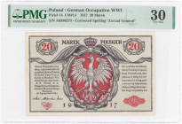 COLLECTION Polish Banknotes 1919-1938
POLSKA / POLAND / POLEN / POLOGNE / POLSKO

20 mark 1916 seria A, Generał, PMG 30 

Słabo widoczna prążkowa...