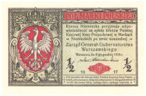 COLLECTION Polish Banknotes 1919-1938
POLSKA / POLAND / POLEN / POLOGNE / POLSKO

1/2 marki polskiej 1916 seria B, Generał 

Złamanie w pionie i ...