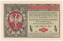 COLLECTION Polish Banknotes 1919-1938
POLSKA / POLAND / POLEN / POLOGNE / POLSKO

1/2 marki polskiej 1916 seria A - jenerał 

Lekkie zagniecenia,...