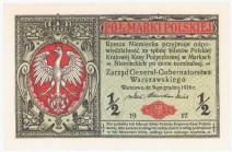 COLLECTION Polish Banknotes 1919-1938
POLSKA / POLAND / POLEN / POLOGNE / POLSKO

1/2 marki polskiej 1916 seria B, Generał - EXCELLENT 

Pięknie ...