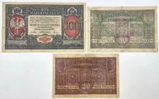 COLLECTION Polish Banknotes 1919-1938
POLSKA / POLAND / POLEN / POLOGNE / POLSKO

20 mark 1916 – Generał, 50 mark – jenerał, 100 mark 1916 – jenera...