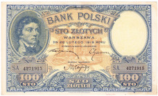 COLLECTION Polish Banknotes 1919-1938
POLSKA / POLAND / POLEN / POLOGNE / POLSKO

500 zlotys 1919 seria A 

Obiegowy egzemplarz.Lucow 593 (R1); M...
