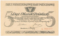 COLLECTION Polish Banknotes 1919-1938
POLSKA / POLAND / POLEN / POLOGNE / POLSKO

5 mark polskich 1919 seria L 

Złamany prawy, górny narożnik, m...