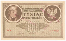 COLLECTION Polish Banknotes 1919-1938
POLSKA / POLAND / POLEN / POLOGNE / POLSKO

1.000 mark polskich 1919 seria X 

Znak wodny w kształcie plast...