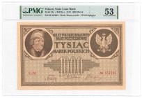 COLLECTION Polish Banknotes 1919-1938
POLSKA / POLAND / POLEN / POLOGNE / POLSKO

1.000 mark polskich 1919 seria M, PMG 53 

Widoczny znak wodny ...
