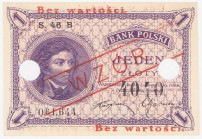 COLLECTION Polish Banknotes 1919-1938
POLSKA / POLAND / POLEN / POLOGNE / POLSKO

SPECIMEN 1 zloty 1919 Kościuszko Seria 36. B - RARITY R4 

Czer...