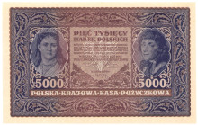COLLECTION Polish Banknotes 1919-1938
POLSKA / POLAND / POLEN / POLOGNE / POLSKO

5.000 mark polskich 1920 III seria H 

Zagniecenia na górnym ma...