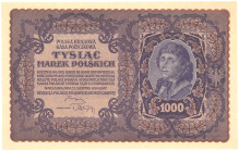 COLLECTION Polish Banknotes 1919-1938
POLSKA / POLAND / POLEN / POLOGNE / POLSKO

1.000 mark polskich 1919 III seria AK 

Zagniecenia na górnym m...