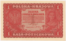 COLLECTION Polish Banknotes 1919-1938
POLSKA / POLAND / POLEN / POLOGNE / POLSKO

1 marka polska 1919 seria I-BU 

Lekkie ugięcie w pionie.&nbsp;...