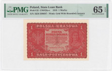 COLLECTION Polish Banknotes 1919-1938
POLSKA / POLAND / POLEN / POLOGNE / POLSKO

1 marka polska 1919 seria I-KM, PMG 65 EPQ 

Wyśmienicie zachow...