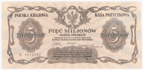 COLLECTION Polish Banknotes 1919-1938
POLSKA / POLAND / POLEN / POLOGNE / POLSKO

5.000.000 mark polskich 1923, seria B, PMG 55 - RARITY R5 - EXCEL...