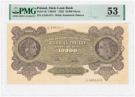 COLLECTION Polish Banknotes 1919-1938
POLSKA / POLAND / POLEN / POLOGNE / POLSKO

10.000 mark polskich 1922 seria A, PMG 53 

Bardzo ładna sztuka...