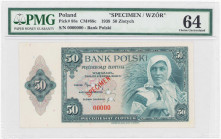 COLLECTION Polish Banknotes - Emigration 1939
POLSKA / POLAND / POLEN / POLOGNE / POLSKO

Emigracja. SPECIMEN 50 zlotys 1939 PMG 64 - RARITY R8 
...