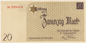 COLLECTION Polish Banknotes - Ghetto Litzmannstadt 1940
POLSKA / POLAND / POLEN / POLOGNE / POLSKO

Getto Łódź. 20 mark 1940 - późna emisja 

Pap...